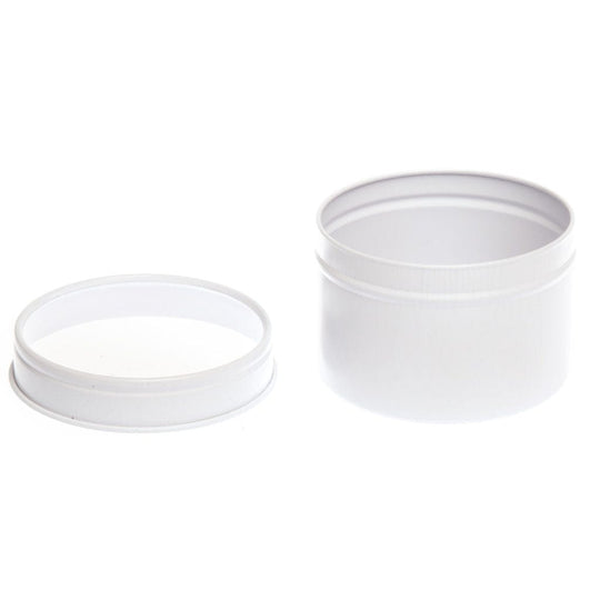Gold or White Round Seamless Slip Lid Tins with Window T0748W - Tinware Direct
