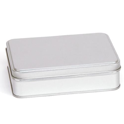 Silver Large Rectangular Step Lid Tin with Either Solid or Clear Lid T2340 - Tinware Direct