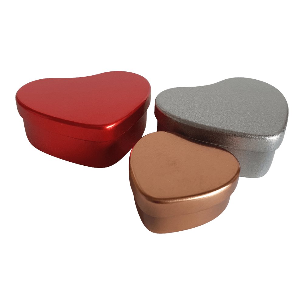 Heart Shaped Tin in Silver, Red or Rose Gold T5602 - Tinware Direct