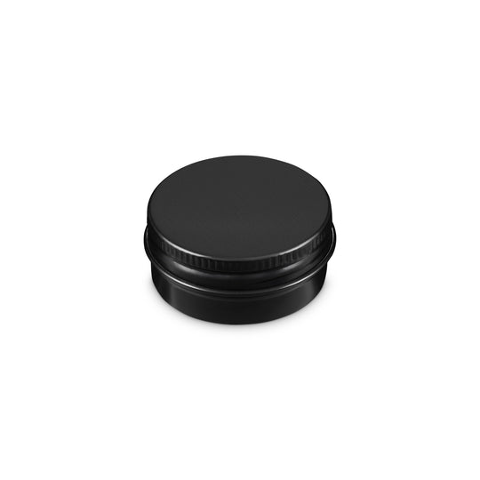 A round aluminium tin in black for product code T9103.
