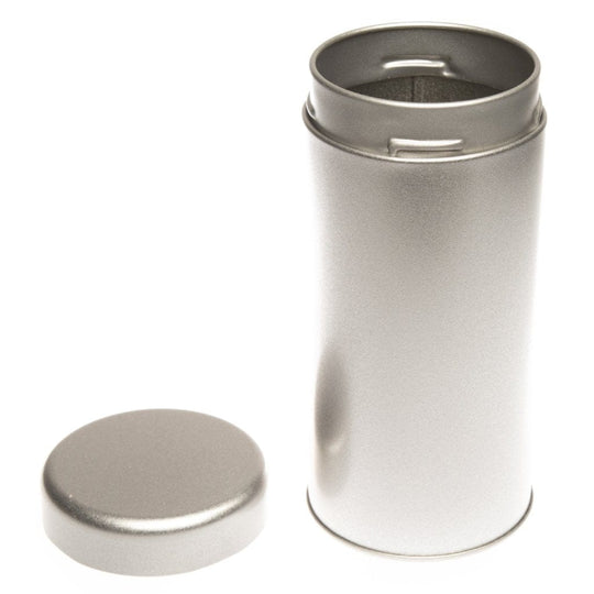 Silver Round Twist Lid Tin Box T0087 - Tinware Direct