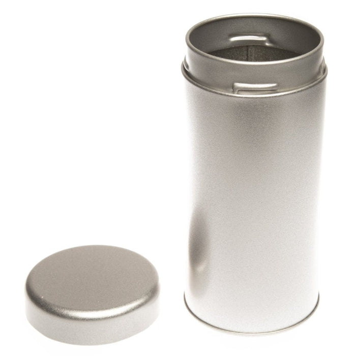 Silver Round Twist Lid Tin Box T0087 - Tinware Direct