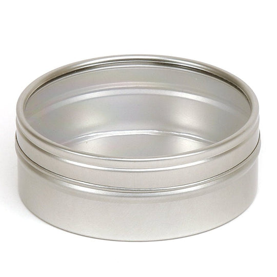 Silver Round Seamless Slip Lid Tins with Windows T0718W - Tinware Direct
