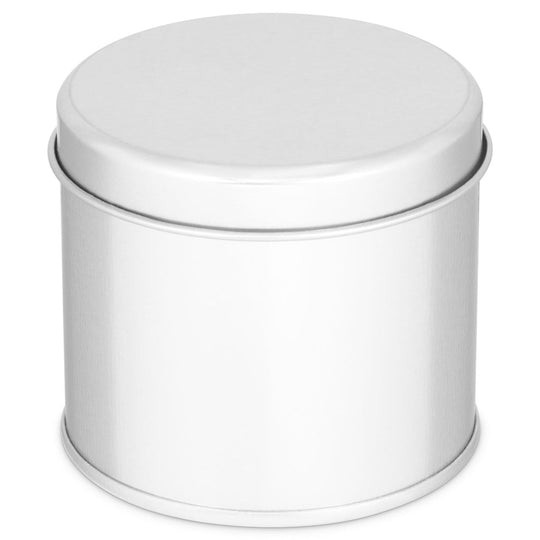 Tall Round Welded Side Seam Tin in Gold Or Silver T0861 - Tinware Direct