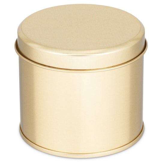 Tall Round Welded Side Seam Tin in Gold Or Silver T0862 - Tinware Direct