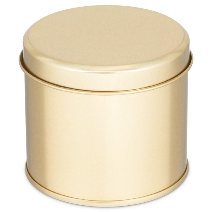 Tall Round Welded Side Seam Tin in Gold Or Silver T0862 - Tinware Direct