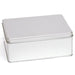 Silver Large Rectangular Step Lid Tin with Either Solid or Clear Lid T2335 - Tinware Direct