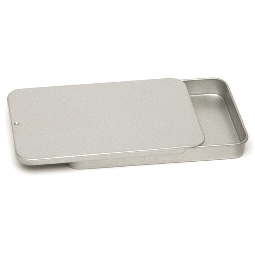 Silver Rectangular Sliding Lid Tin T4011 - Tinware Direct