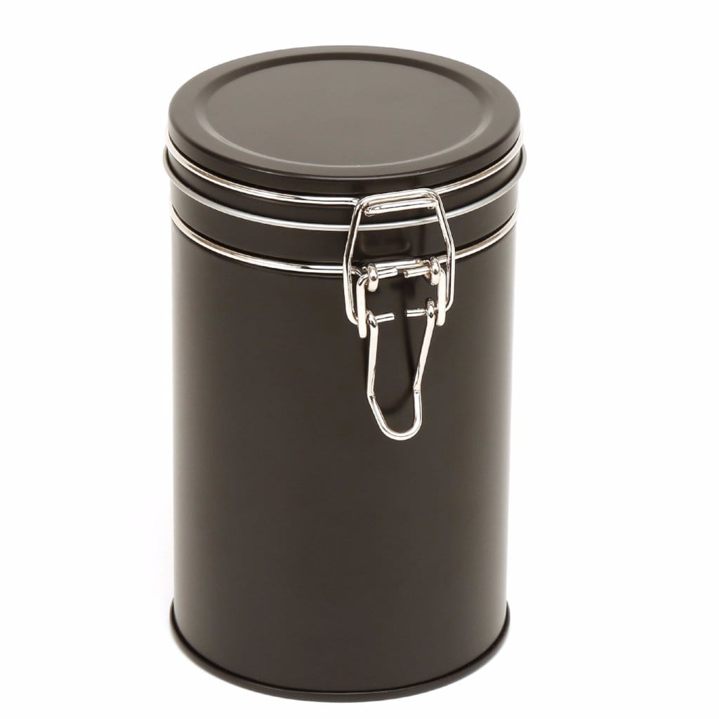 Silver and Black Round Clip Lid Tins T4952 - Tinware Direct
