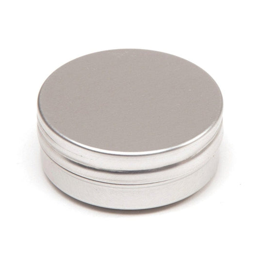 Silver Round Aluminium Tin Container With Smooth Lid and EPE Liner T9305 - Tinware Direct