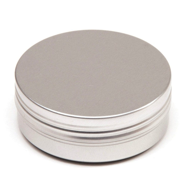 Silver Round Aluminium Tin Container With Smooth Lid and EPE Liner T9307 - Tinware Direct
