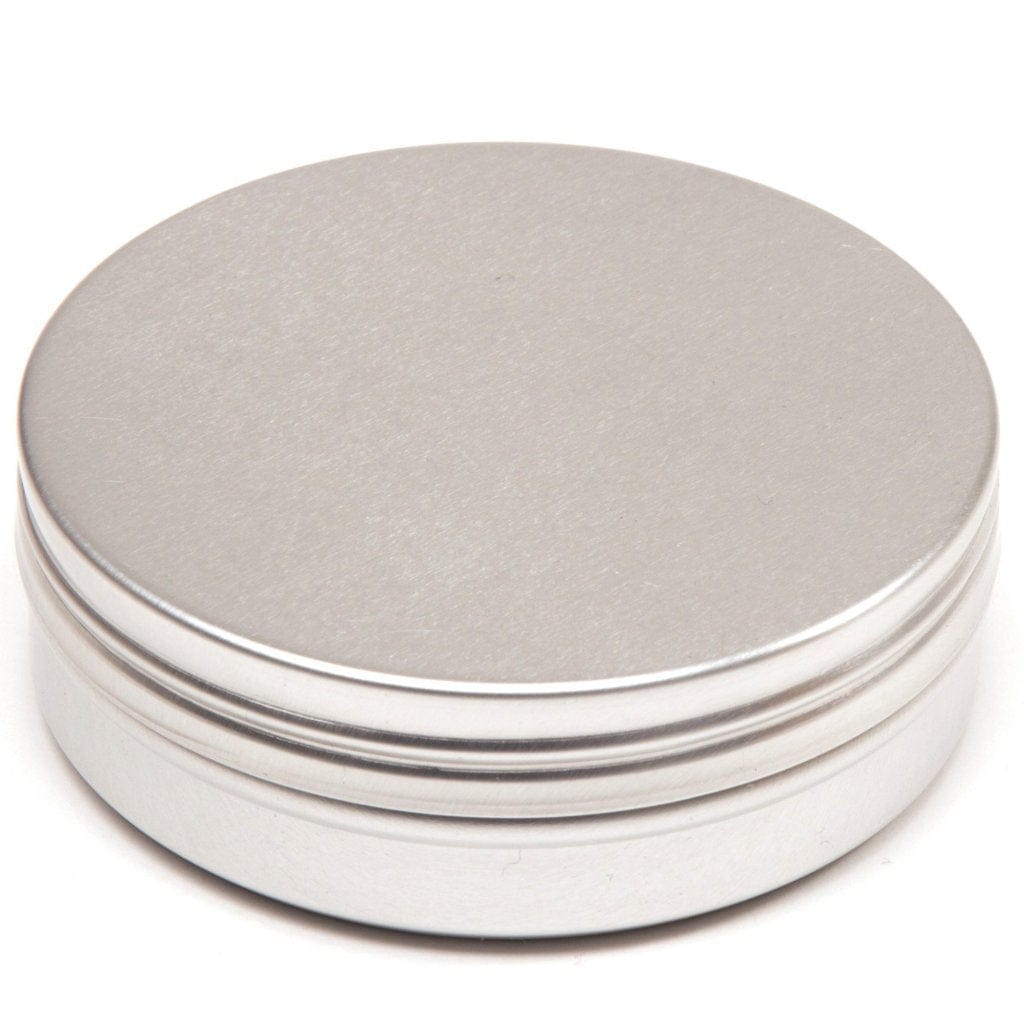 Silver Round Aluminium Tin Container With Smooth Lid and EPE Liner T9308 - Tinware Direct